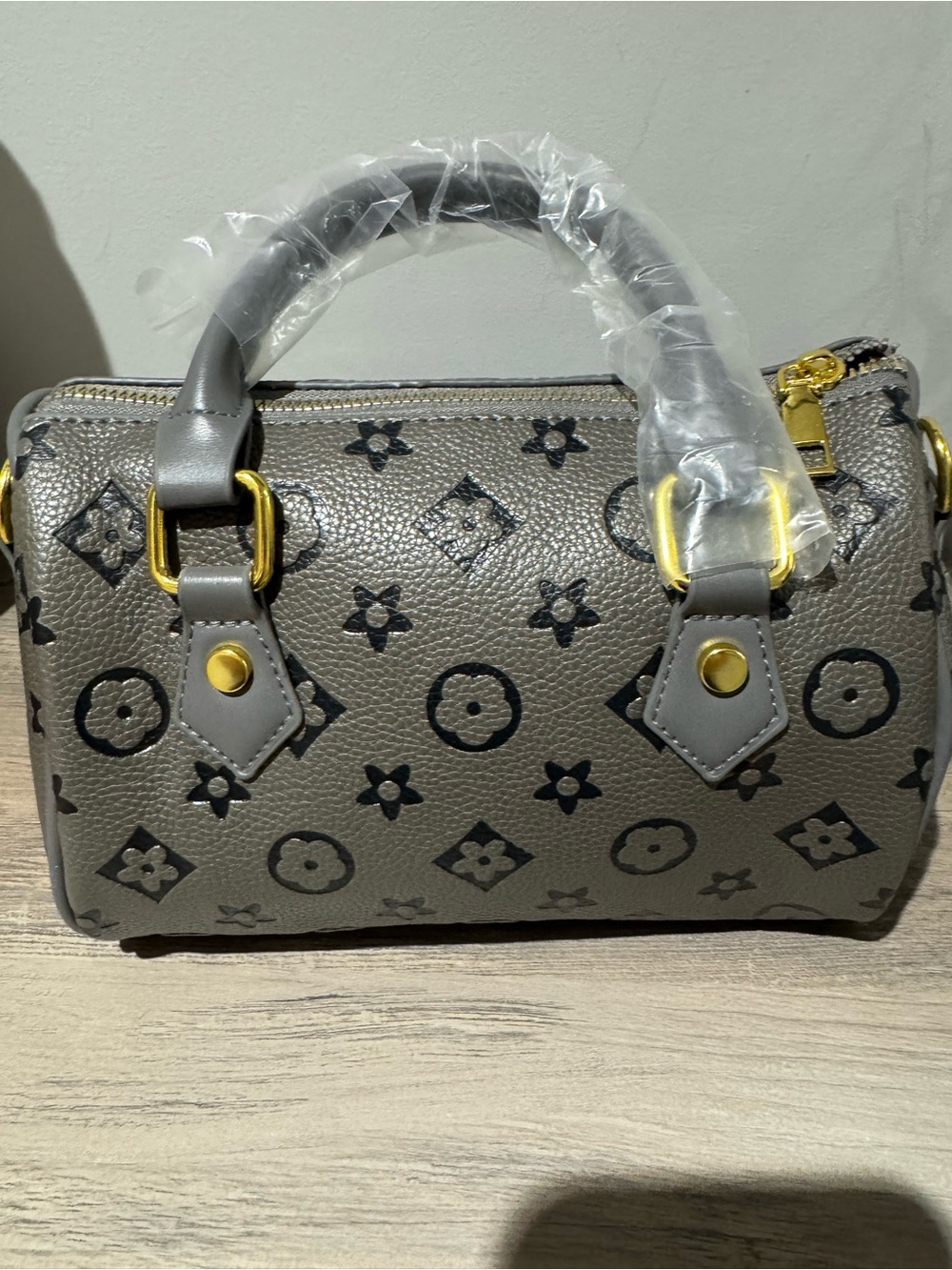 Gray Monogram Top-Handle Satchel - Gray